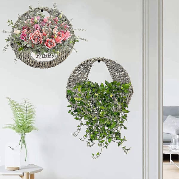 2 Pcs Wall Hanging Basket, Handmade Woven Basket