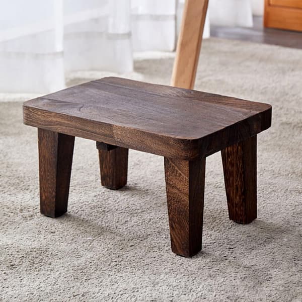 Solid Wood Stool - Multifunctional Stool for Coffee Table, Shoes, Changing Table - Portable Low Bench (K-shape)