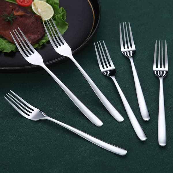 Middagsgafflar 6 delar, rostfritt stål 21,5 cm bordsgafflar bestickset, silverbestickset, diskmaskinssäkra - silver