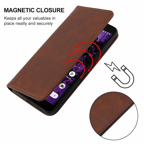 Magneettinen Nahkakotelo Cat S62 Pro:lle Brown
