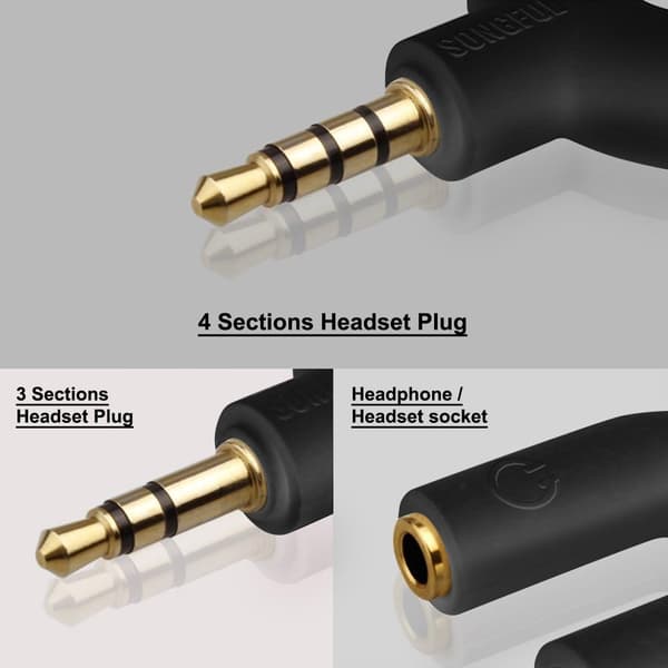 Hörlurar Stereo Audio Splitter Kit, 3,5 mm U-formad Jack till 2 Öron