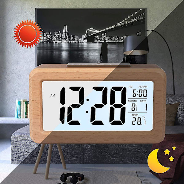 Digital Klocka, Digital Väckarklocka Med Stor LCD-Skärm, Datum Och Temperaturvisning Med Snooze Och Nattlampa Funktion För Barn, För Hem, B