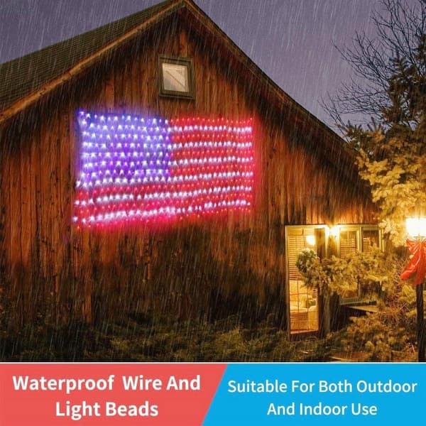 Amerikkalaiset lippuvalot, erittäin kirkkaat 420 LED-valoa, kansallispäivän koristeet