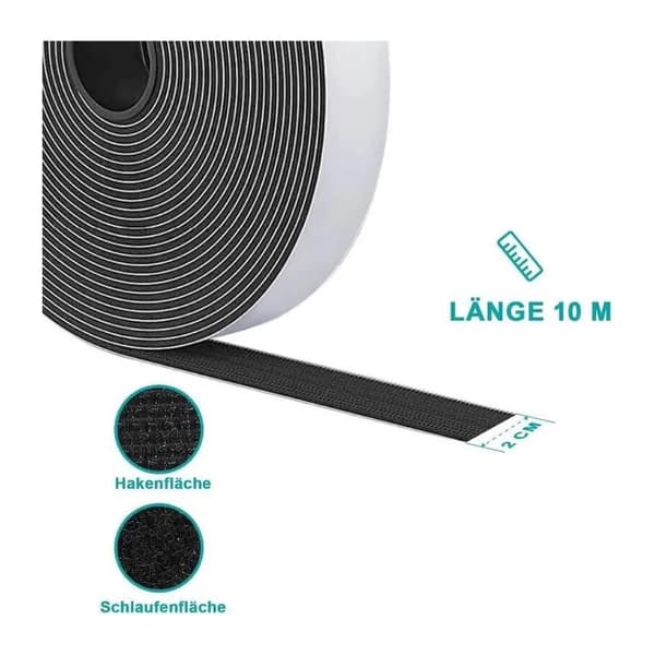 Extra strong double-sided adhesive sticker, black hook and loop fastener, perfect for frames, windows, mosquito nets and DIY projects (DB)