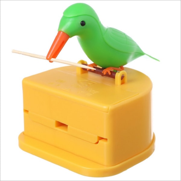 Bird Tandstikker Dispenser Automatisk Bird Tandstikker Box Tandstikker Holder (gul)