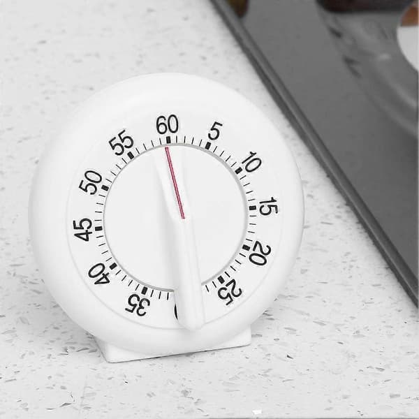 Kjøkkentimer, Mekanisk Timer 60 Minutter Nedtelling Alarm Påminnelse Hvit Rund Form Timer Kjøkken Matlagingsring
