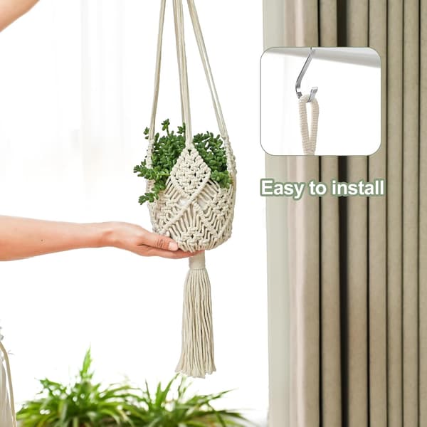 Hanging Pot with Pattern, 4-Pack Macrame Plant Hanger Indoor Macrame for Pot Crocheted Boho Plant Hanger for Indoor and Outdoor