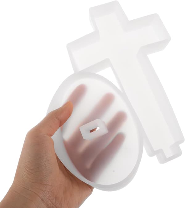 Large Silicone Cross Mold with Base for DIY Aromatherapy Candle Holders, Plaster Casting Mold