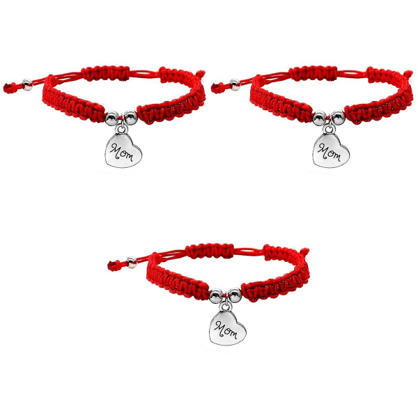 6 st mors dag vävt rött rep armband Vackert dekor armband för kvinna dam kvinnlig mor (s 6 pcs