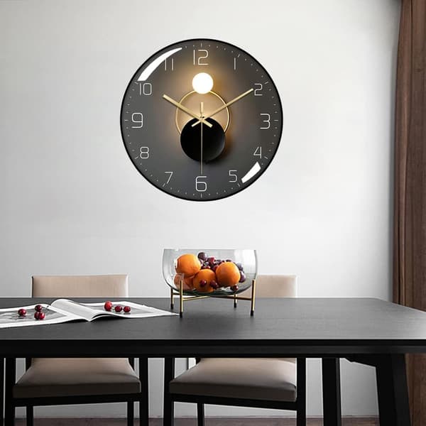 Moderne lydløs vægur, 30 cm diameter vægpendul, rund digital