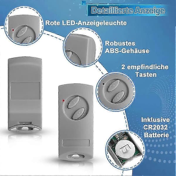 2-pack Garage Door Opener Remote Control for EcoStar RSE2-433, RSC2-433, RSZ1-433, Handheld Transmitter 433MHz