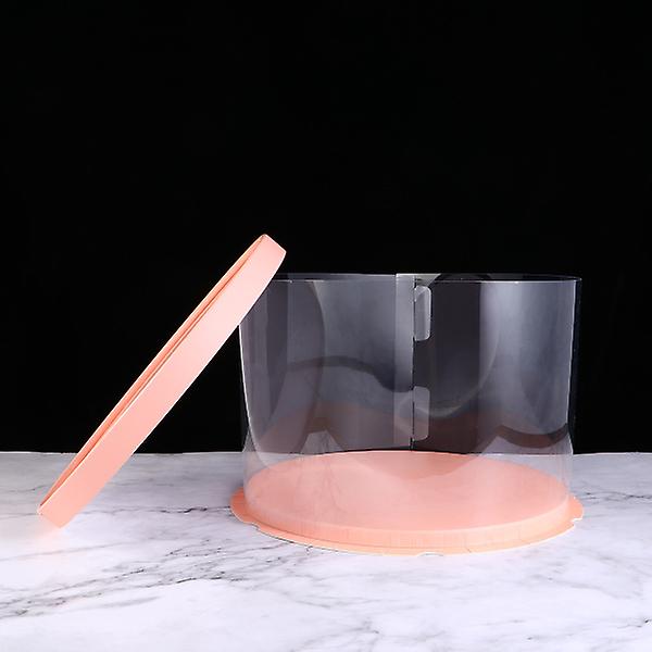 Plastik Kageæske Rund Kageemballage Æsker Transparent Organizer Til Hjemme Dessertbutik (pink, Enkeltlags) (10inch)Pink28*28*18cm Pink 28*28*18cm