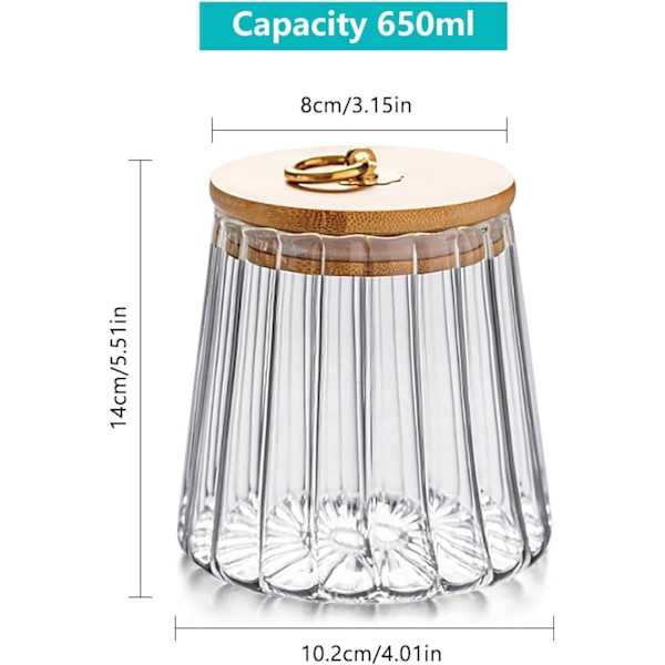 Set med 2 lufttäta glasburkar för te, kaffe, socker - Köksförvaringsbehållare - 650 ml
