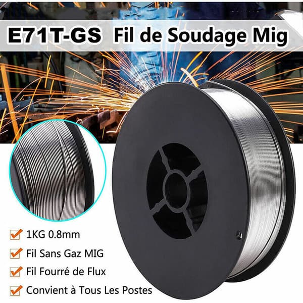 0.8mm MIG/MAG Welding Wire Spool 1kg - Self-Shielding, Gasless - Low Spatter - For Outdoor Welding and Light Structures - E71T-GS