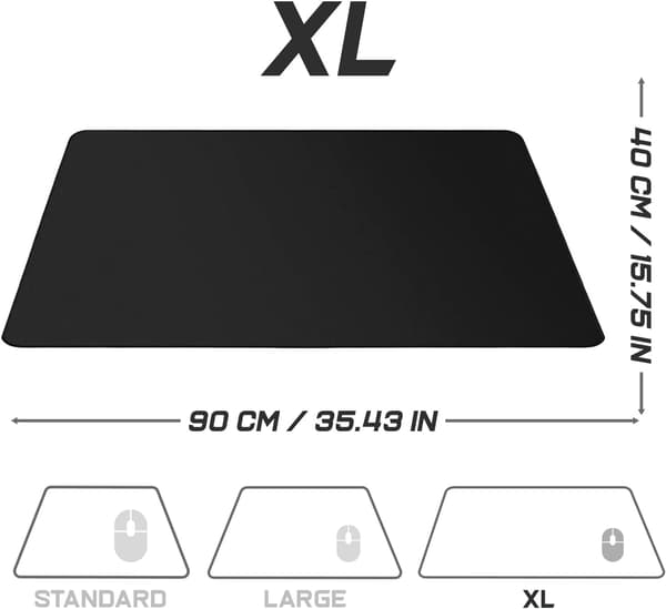 XXL Musematte 900x400 mm - Skrivebordsunderlag med Sklisikker Base - Vanntett Gaming Musematte - Musematte