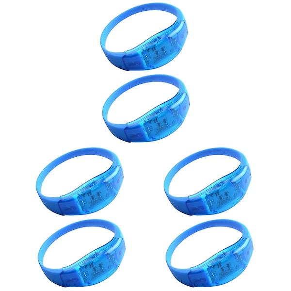 6 stk Lysende Armbånd LED Blinkende Armbånd Leke Konsert Stemmestyrt Armbånd Håndleddsbånd Fest Tilbehør 6 pcs 25X2 cm