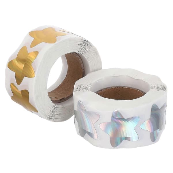 Gold Star Sealing Stickers - 2 Rolls Self-Adhesive for Gifts, Envelopes, and Packaging