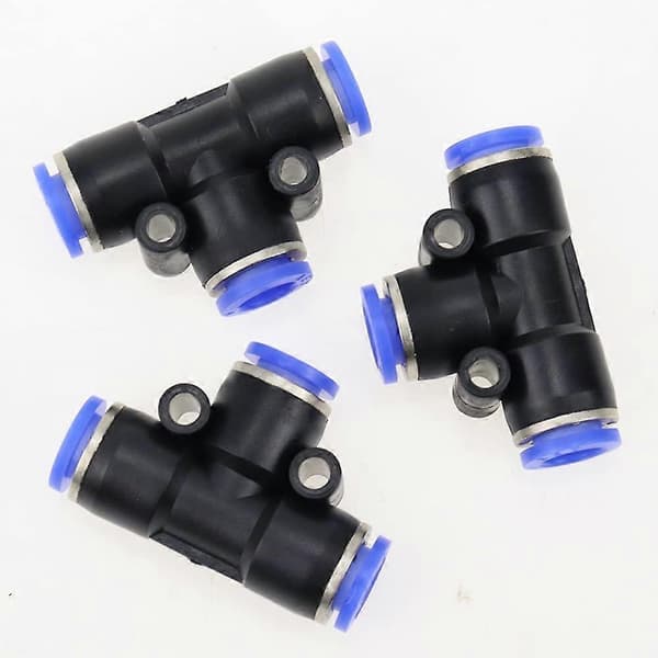 Pe8 T-koppling anslutning luft pneumatiska anslutningar 3-vägs snabbkopplingar 8mm tryckplugg connec [DB]