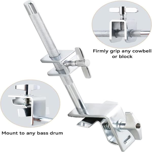 15 cm Cowbell and Cowbell Clamp, Cowbell Holder, Percussion Accessory, Adjustable Drum Cowbell Mount