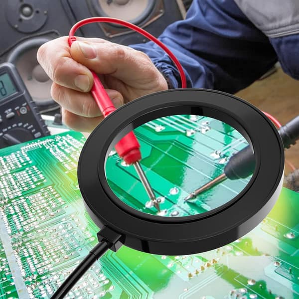 Magnifying Lamp, Dimmable Magnifier with Light and Stand, 3 Modes, Brightness Magnifying Lamp