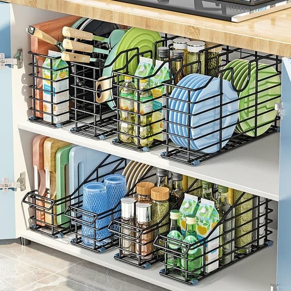 1 pc kitchen shelf under sink organizer cabinet storage shelf lid and spice jar organizer for kitchen counter A