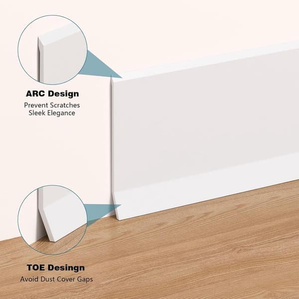 Flexible Baseboard - Soft Baseboard - Length: 5 meters, Width: 8 centimeters - Self-adhesive Baseboard - PVC Baseboard - Grey
