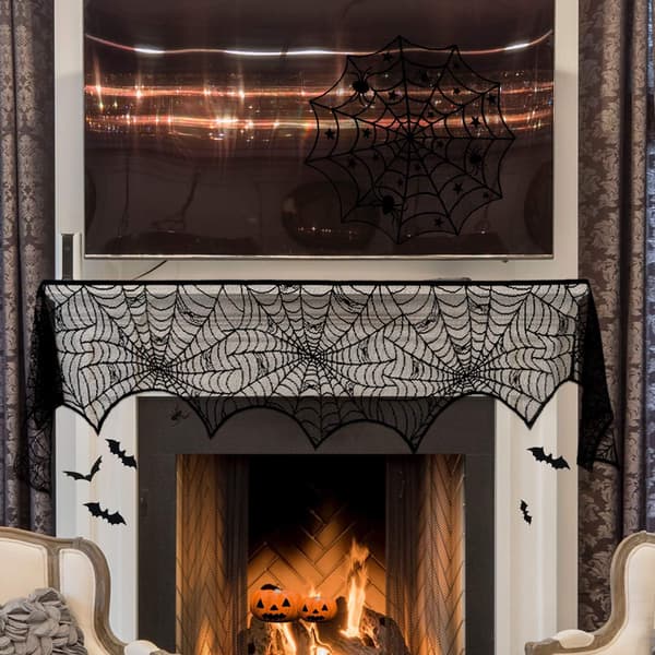 35 stk Halloween-dekorationer inklusive sort blonde edderkoppespind rundt T