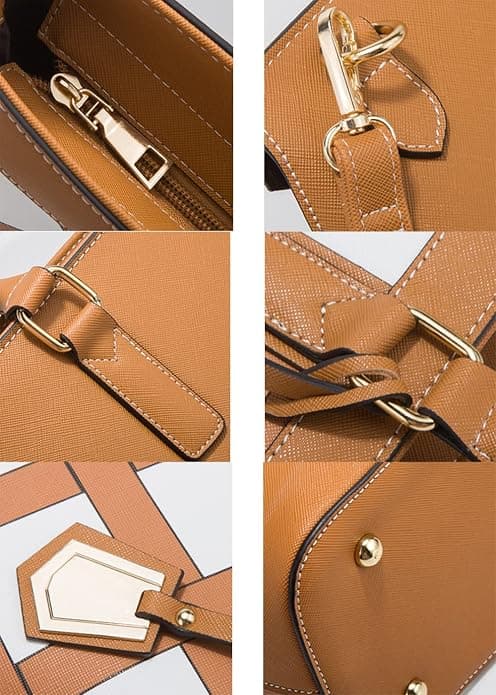 Tote-väskor för kvinnor 4-pack axelväskor rutmönstrade handväskor plånböcker crossbody-väskor Khaki Khaki