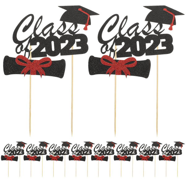 10 stk. Graduation Kageindsatser Kagedekorationer  Graduation Kage Picks Dekorative Dessert Toppers Black 15X10CM