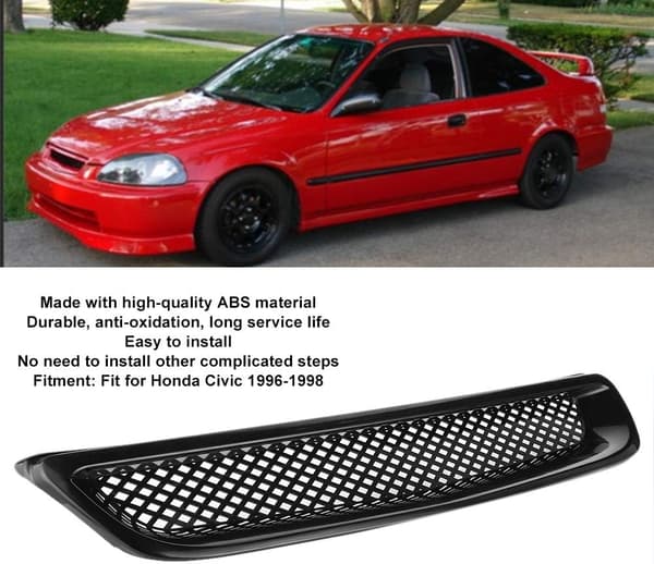 Front Hood Bumper Grill Air Intake Mesh Replacement for 1996-1998 JDM Style