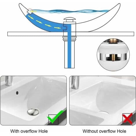Universal sink drain with overflow - Automatic pop-up mechanism - Easy 1-1/4\" installation - Durable chrome-plated brass - BATH 1-1