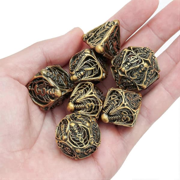 Metal Dice Skull Hollow Metal Polyhedral Dice Set