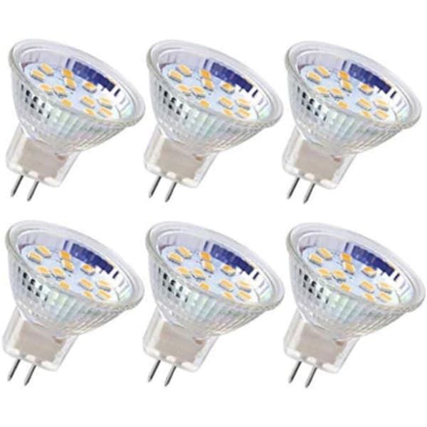 6-pakning MR11 GU4 LED-spotter, 3W 18LED, Ikke dimbar, 12V AC/DC, Halogenekvivalent