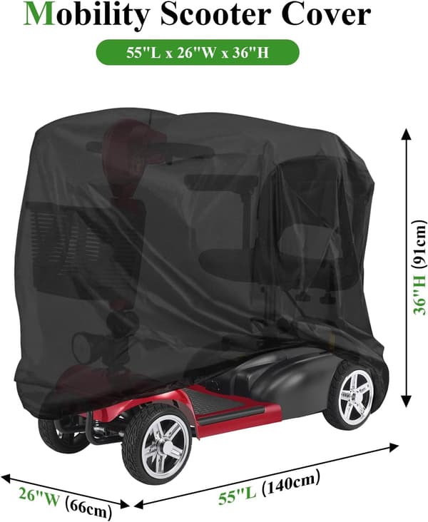 Elscooterskydd, vattentätt rullstolsskydd, allväders dammskydd för utomhusbruk - 140 x 66 x 91 cm (Längd x Bredd x Höjd)