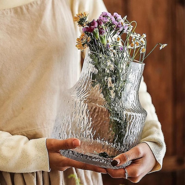 Blomstervase i glass Blomsterkrukkebeholder Hjemmeinnredning Vase-dekor - C