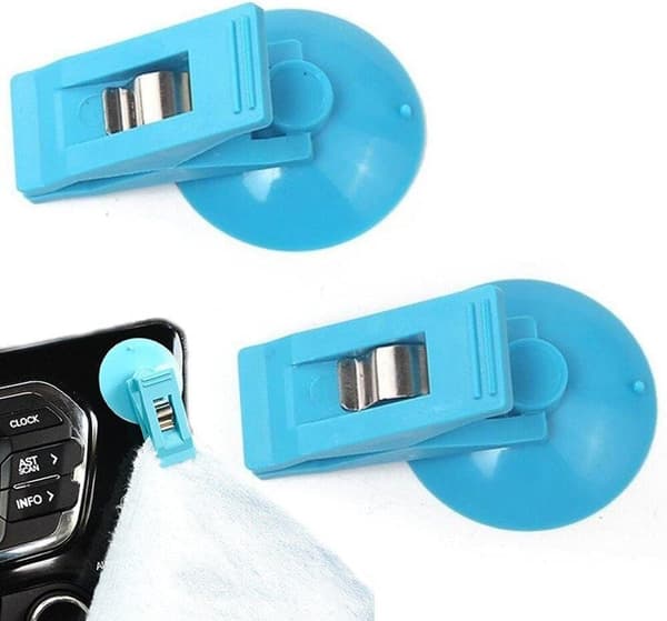 Bilrude billettholder 2 stk. sugekopp kort pengeklips multifunksjonell parkeringsbillettholder notatholder blå - Blau