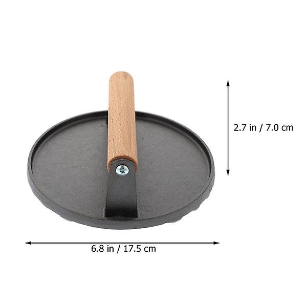 Rauta Burger Press Puinen Kahva Burger Press Pyöreä Grill Press Keittiö Burger Patty Maker Musta 17.5X7CM Black 17.5X7CM