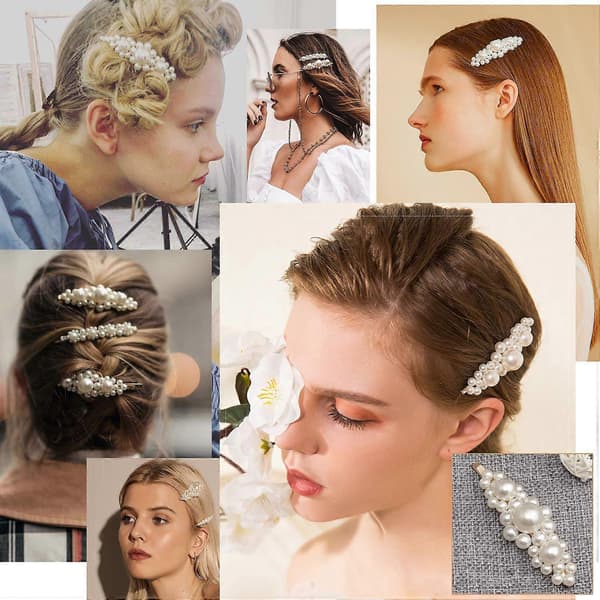Perle Hårspenner Perle Hårtilbehør Gave til Kvinner Jenter - 10 stk Elegante Store Hårstyling Perle Hårnåler Brude Hårspenner til Bryllup,