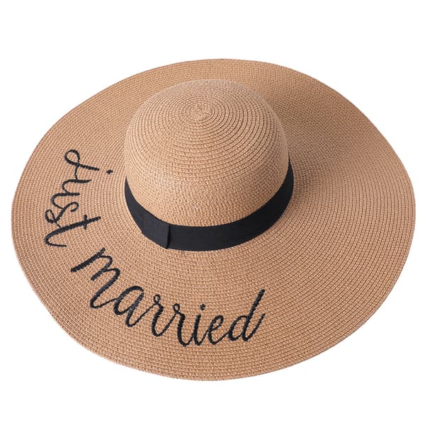 Kvinner Floppy Hatt Stråhatt Bredbremmet Solhatt Pustende (Just Married)