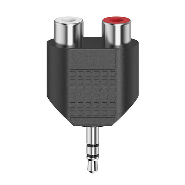 Adapter Audio 2x RCA-uttak til 3.5 Jack Svart, Silver