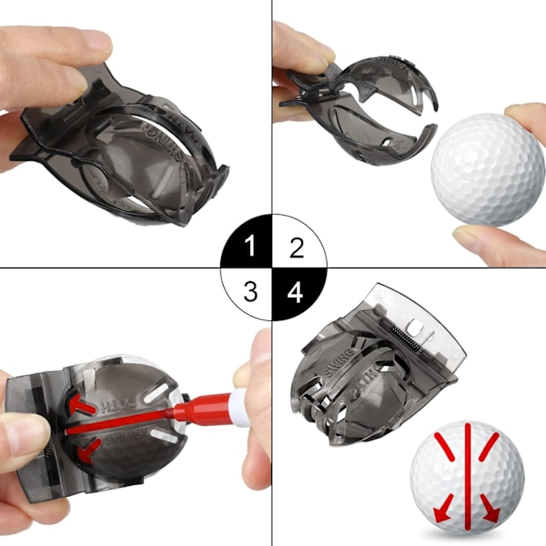 8 Pak Golf Boldmærker Liner Tegnemarkør, 4 Golf Boldmærker Stencil og 4 Farvede Golf Boldmærker