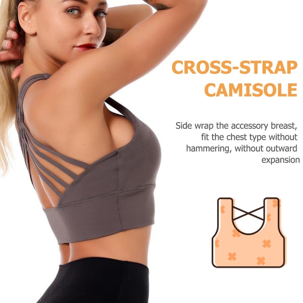 1 stk Yoga Kryss-stropp Camisoler Sports Sling Vester Tube Topper For Kvinner (S) BrunS Brown S