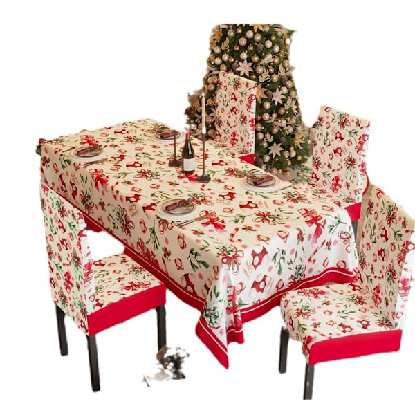 3 set Rectangular Xmas Table Cover, Winter Snowflake Red Table Cloth, Christmas Party Supplies for Kitchen Dining Room Party