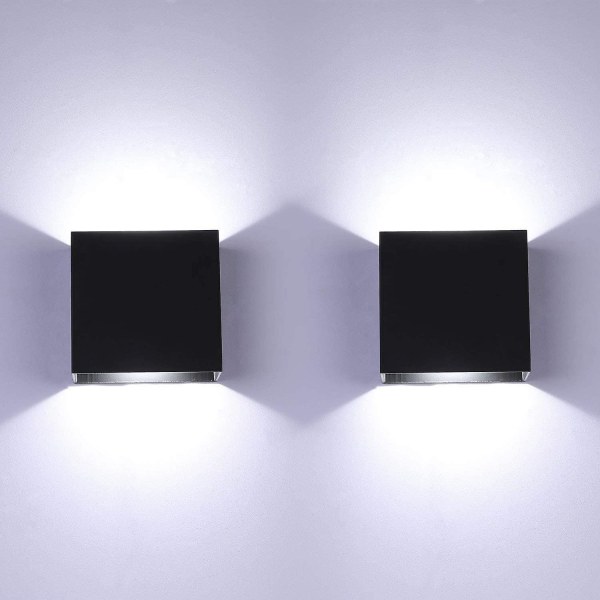 Innendørs vegglampe LED vegglampe svart, opp ned veggmonteringslamper Minimetall for stue innredning på soverommet, varm hvit-2 STK
