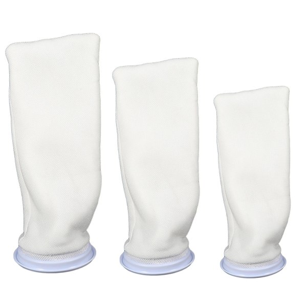 3 stk. Vaskesilfilterposer Akvarium Filtersokker 4 tommer 200 mikron Sumpfiltersok Hvit 25X10X10cm White 25X10X10cm