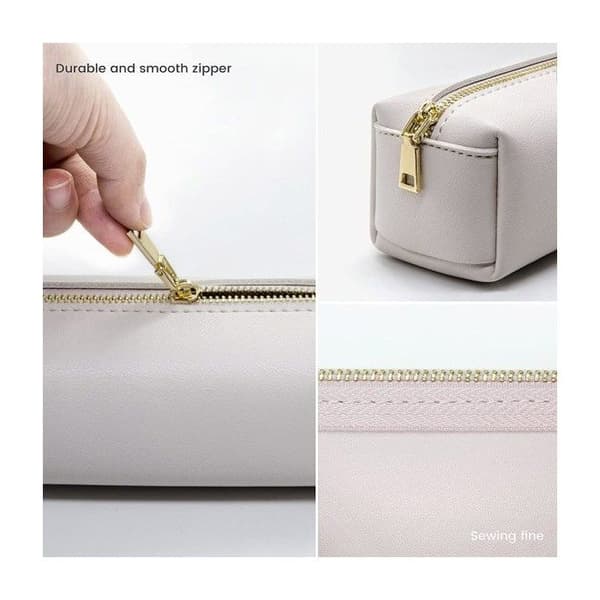 ®RisingFF Penalhus i PU-læder, penalhus, velegnet til studerende drenge og piger, 20,5 cm, beige