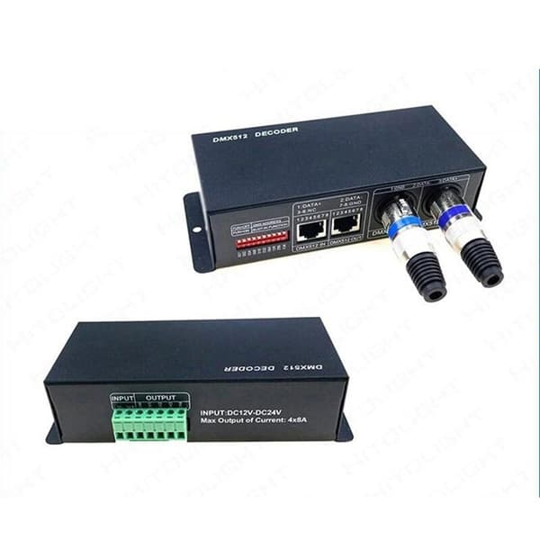 4-vejs RGBW DMX512-dekoder scenelys 4 kanaler x 8A DC12-24V med XLR-stik LED512-dekoder controller