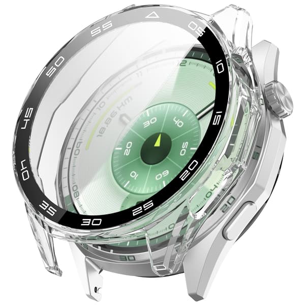 Clear Protective Case with Scale Compatible with Huawei Watch GT6 46mm - PC + Tempered Glass