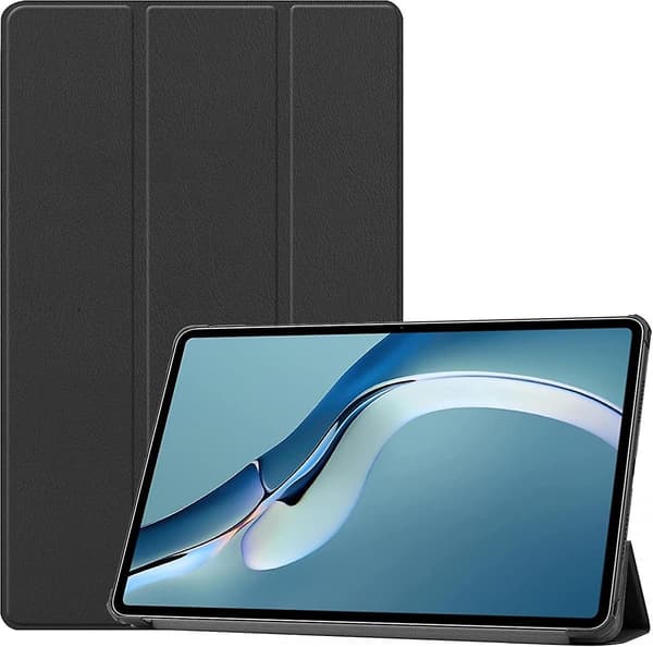 Til Huawei MatePad Pro 12.6 2021 Tablet Cover Letvægts Tri-Fold Stativ PC Hårdt Bagside Beskyttelse Fuld Krop Robust Stødsikkert Cover (Farve: Sort)