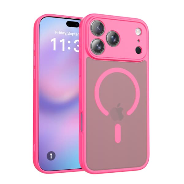 Magnetisk telefoncover til iPhone 17 Pro Max - Allround kamerabeskyttelse, MagSafe-kompatibel - Rosarød